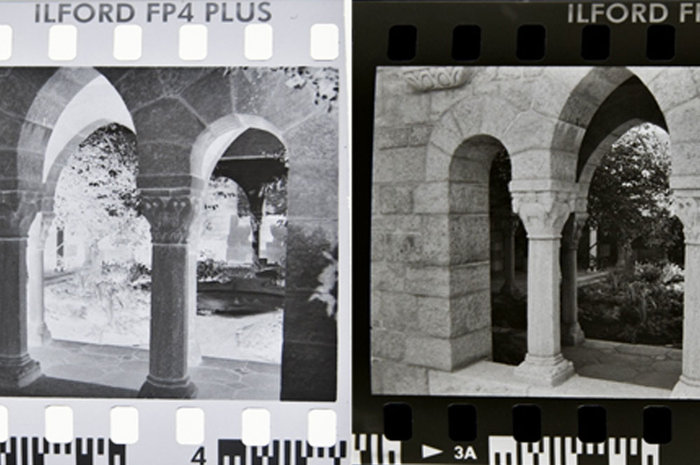 Black and white film print vs film negative